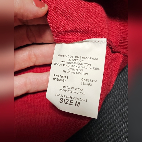 Motherhood Maternity Women’s Medium Red Sweater Christmas Long Cotton Blend - Picture 7 of 8